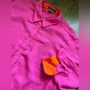 Lauren Ralph Lauren Pink and Orange Linen Button Down Shirt EUC 2X